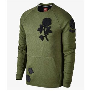 Nike Tech Small olive green Fleece Crewneck Black Rose sweatshirt unique